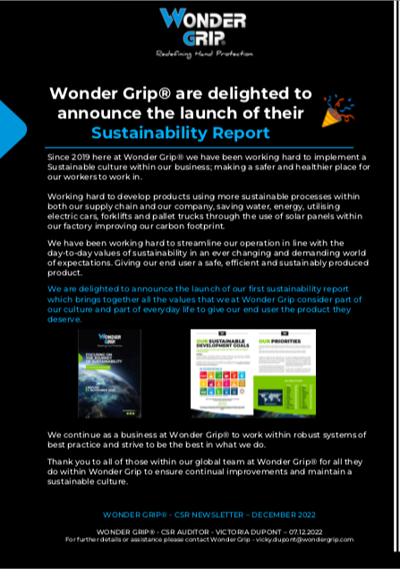 Wonder Grip CSR Newsletter December 2022